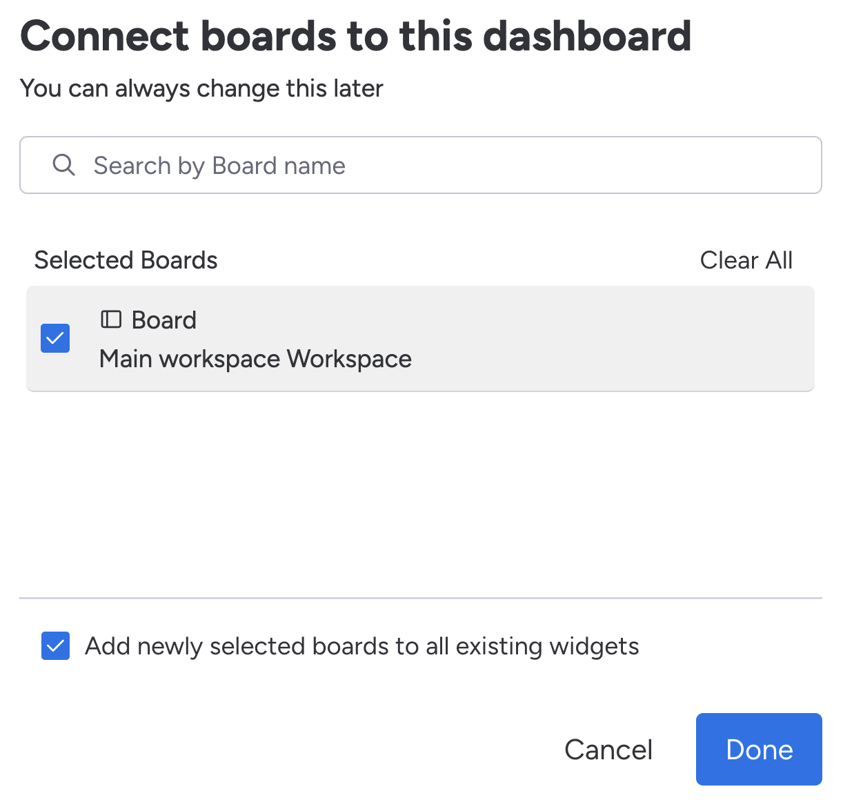 Connect boards dialog screenshot