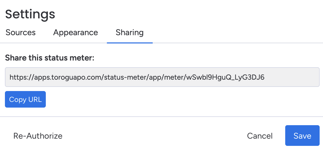 Share status screenshot
